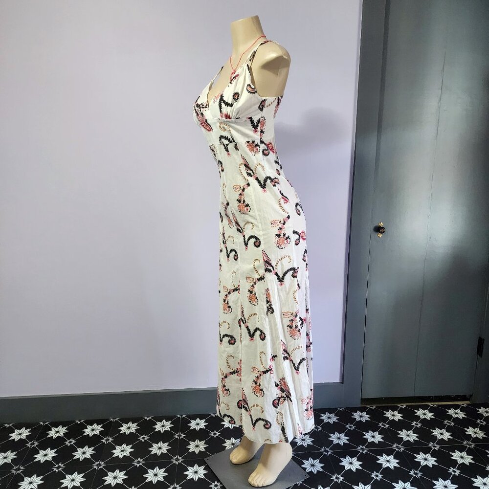 Whimsy Goth Connection 18 White Y2K Victorian Garden Spaghetti Strap Maxi Dress